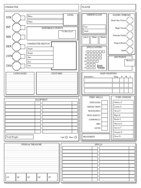 Basic Fantasy Character Sheet | PDF | Role Playing Games | Gaming
