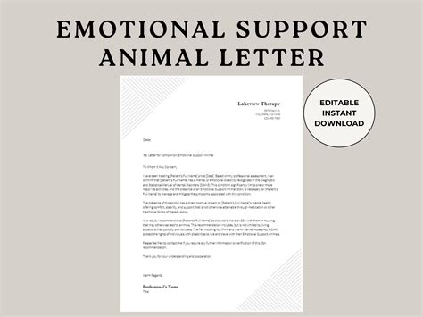 Emotional Support Animal Letter, ESA Letter, ESA Letter Template ...