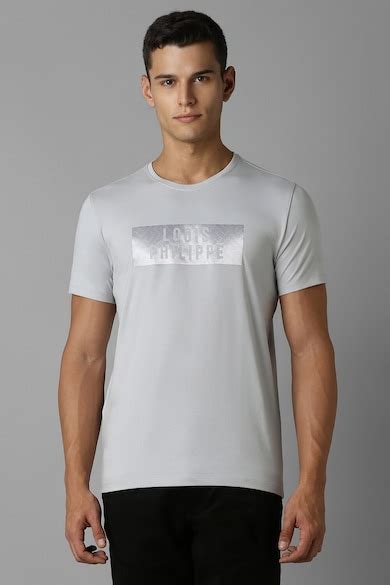 Buy Men Grey Print Crew Neck T-shirt Online - 39690892 | Louis Philippe