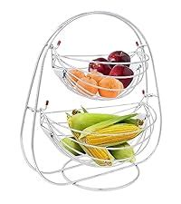 Plantex High Grade Steel 2-Tier Fruit & Vegetable Basket, Countertop ...
