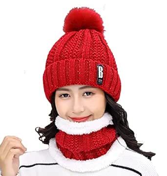Buy Alexvyan Red Color Winter Soft Warm 1 Set Snow Proof Knitted Ball ...