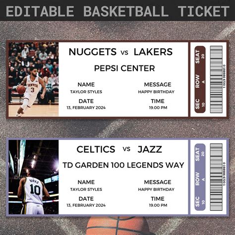 Custom Basketball Tickets Printable Basketball Tickets Canva Template ...