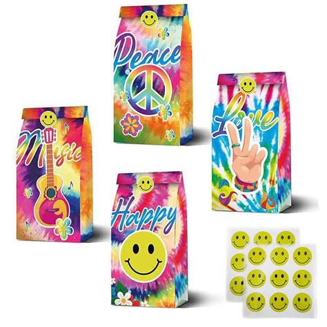 LEBERY Tie Dye Paper Bags Camouflage Treat Bags Goody Bags Retro Gift ...