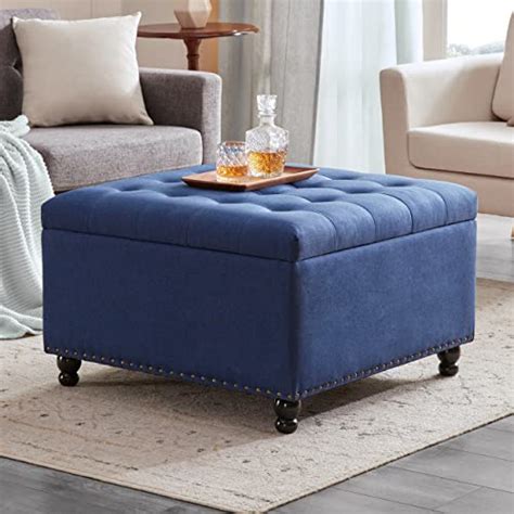 Buy Tbfit Large Square Storage Ottoman Bench, Tufted Upholstered Coffee ...