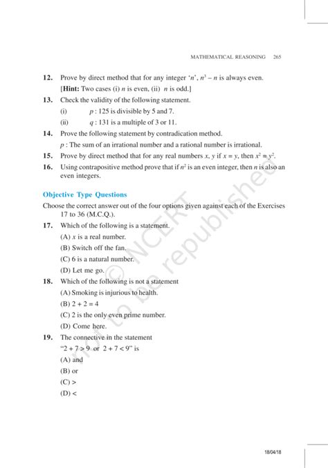 NCERT Exemplar Class 11 Maths Chapter 14 - Mathematical Reasoning