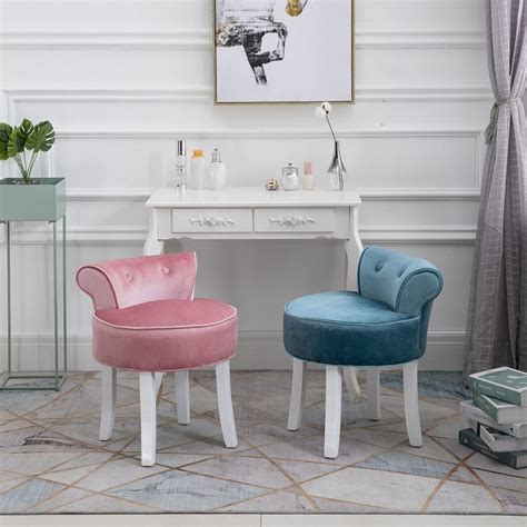 CHWU Makeup Vanity Stool Chair with Back, with Wood Legs, India | Ubuy