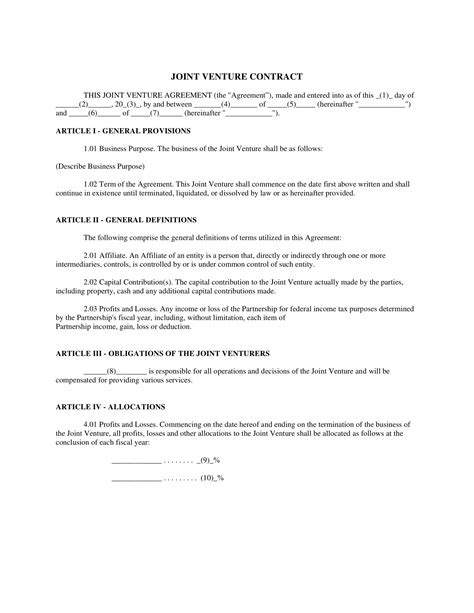 How To Create A Joint Venture Agreement