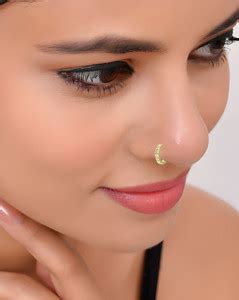 THANU'S CRAFT Gold Plated Metal Crystal Stone Nose pin Ring Bali ...