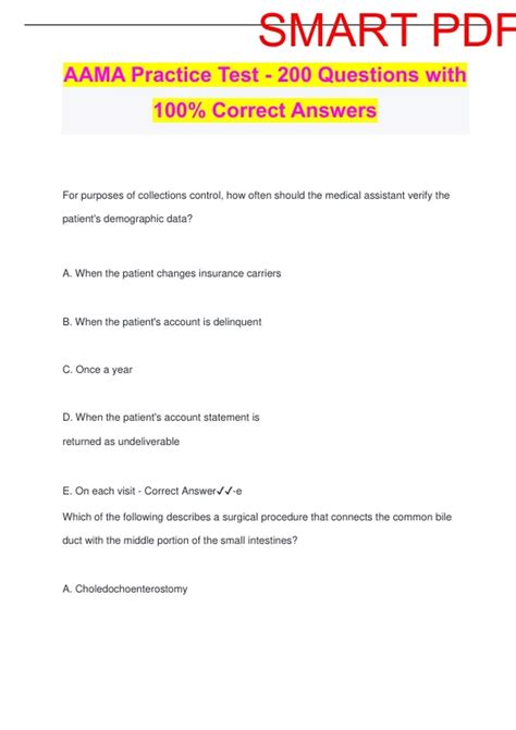 AAMA Practice Test - 200 Questions with 100% Correct Answers - Medical ...