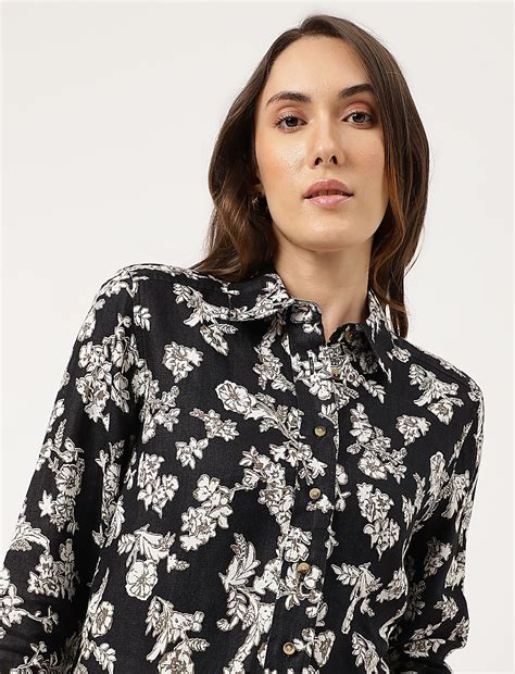 Buy Linen Floral Printed Regular Fit Shirt at Marks & Spencer