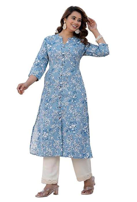Buy Pistaa's Women Pure Cotton Printed Mandarin A-Line Kurta with ...