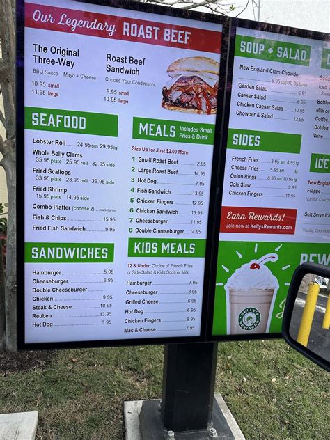 Menu at Kelly's Roast Beef Sarasota restaurant, Sarasota