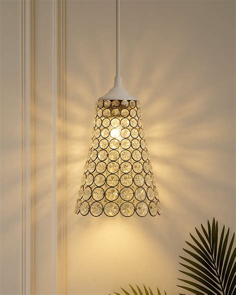 Crystal Cone Metal Lamps Hanging Lighting, Bohemian Iron Bar Pendant L ...