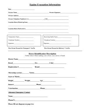 Fillable Online Equine Evacuation Documentation Form - Horse Rescue ...