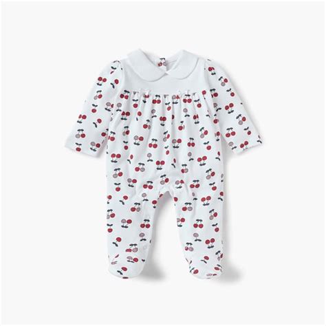 Juniors All-Over Cherry Print Sleepsuit with Peter Pan Collar