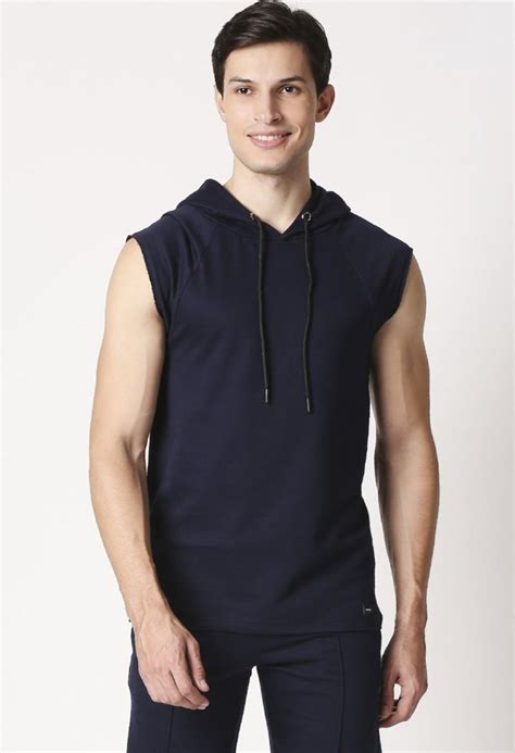 Fostino Navy Sleeveless Hood - Fostino Hoodies