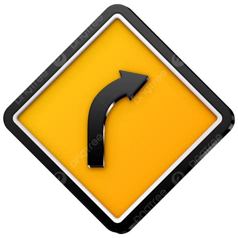 Right Curve Sign Right Curve Sign 3D Icon Free Download Sign