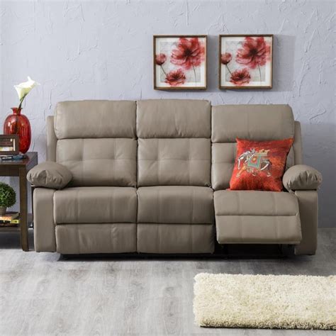 Buy Montoya Faux Leather Recliner - 3 Seater Beige from Home Centre at ...