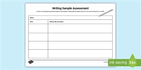 Writing Sample Assessment Sheet Junior/Senior Infants