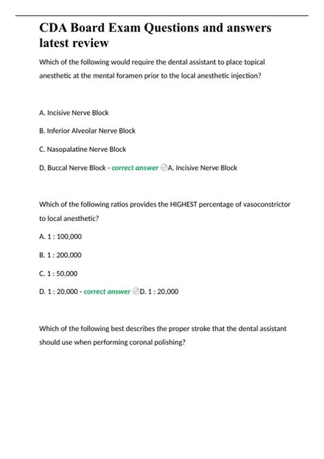 Image result for CDA Sample Exam Questions