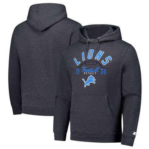 Men's Starter Charcoal Detroit Lions Pullover Hoodie - Walmart.com