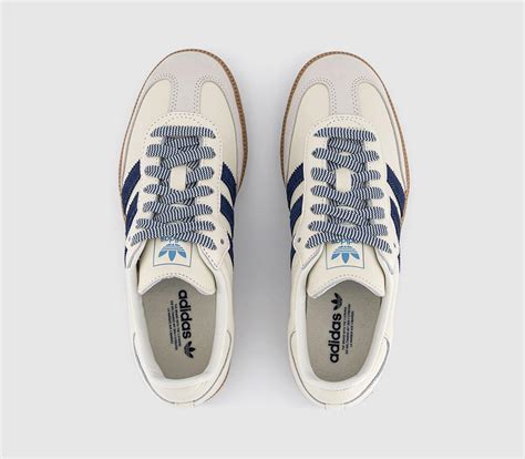 adidas Samba Og Trainers Offwhite Dark Blue Clear Sky - Women's Trainers