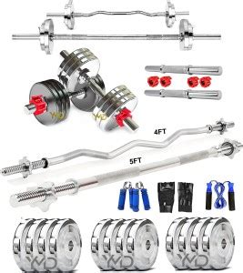 YMD 70 kg Steel Plates (2.5X4 5X4 10X4) 4FT Curl, 5FT STRT 25mm Rod ...