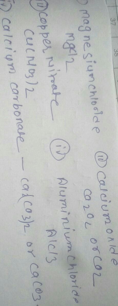 Write the chemical formula of the following a. Magnesium chloride b ...