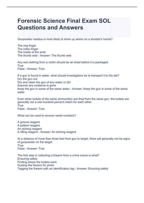 Image result for Forensic Science Test Questions