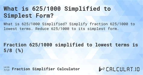 What is 625/1000 Simplified to Simplest Form? - Calculatio