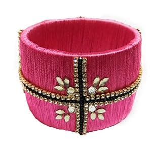 Buy Thasleem Fashion Jewels Multicolor Silk Thread Bangle Set For Women ...