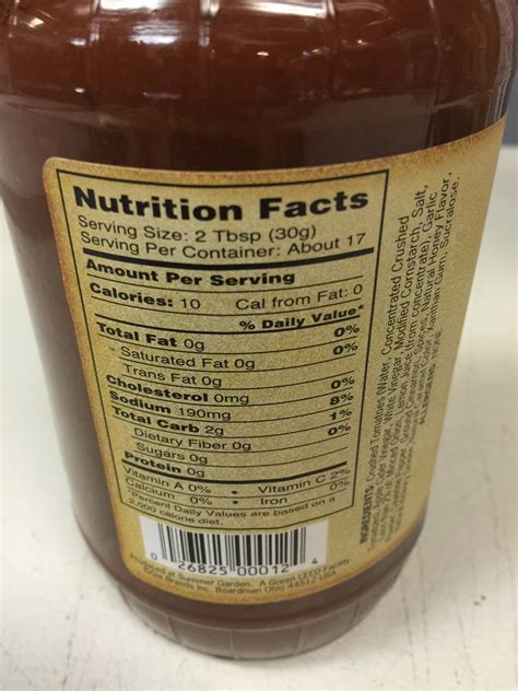 Honey Barbecue Sauce Nutrition Facts at Frank Paxton blog