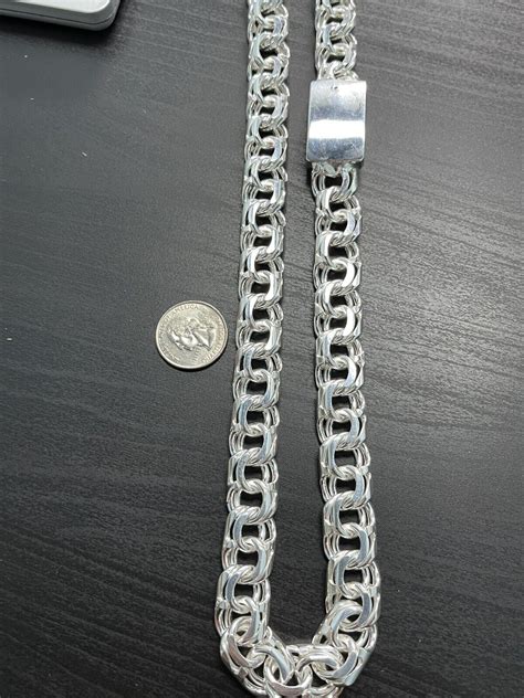 246 Grams Handmade 925 Sterling Silver Chino Link Chain 16mm 26 Inch ...