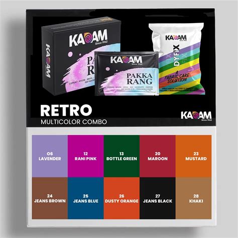 Kadam Pakka Rang Fabric Dye Multicolour | 50g Pack | Includes DyFix ...