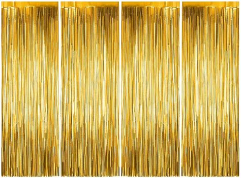 Party Propz Golden Foil Curtain for Decoration - Pack of 4 Pcs (1m × 2m ...