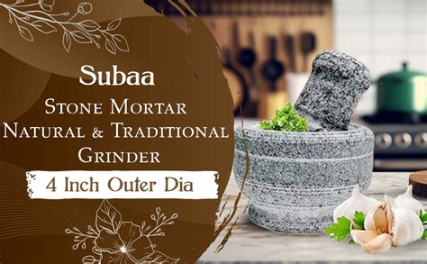 Subaa Stone Mortar and Pestle Set for Spices (4 inch), Okhli Masher ...