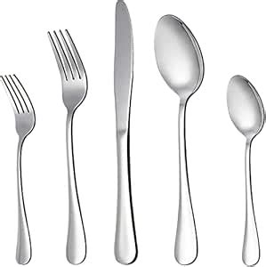 DANSR 10 Piece Silverware Flatware Cutlery Set, Stainless Steel ...
