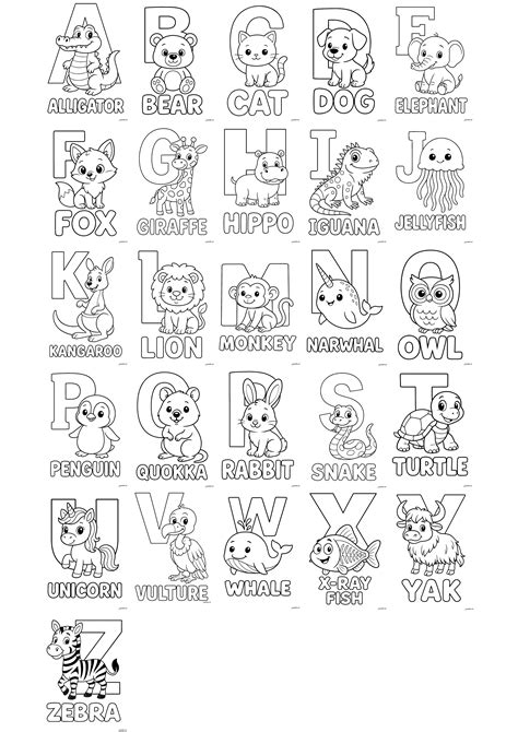 Animal Alphabet Coloring Pages