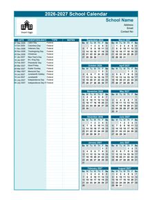 Free Printable 2025 And 2026 School Calendar Template Calendar 2024 2025