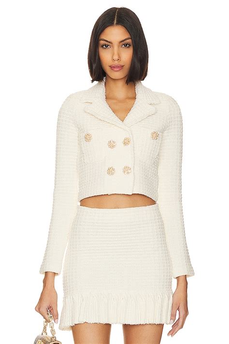self-portrait Knit Jacket in Cream | REVOLVE