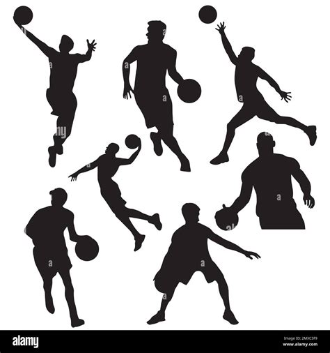 Basketball player's silhouettes, Basketball player set Stock Vector ...