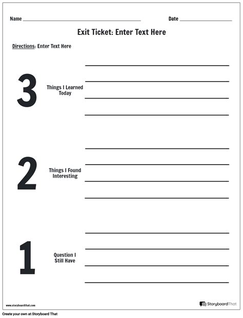 3-2-1 Exit Ticket Template Free