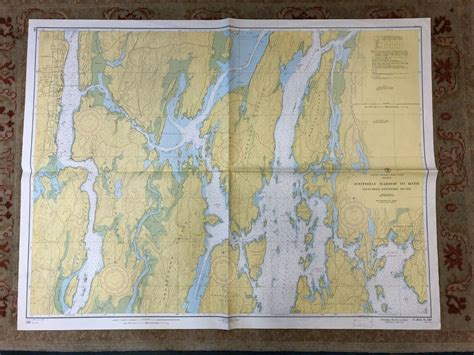 VINTAGE 1950s Nautical Chart Maine BOOTHBAY H. TO BATH Sailing NOAA ...