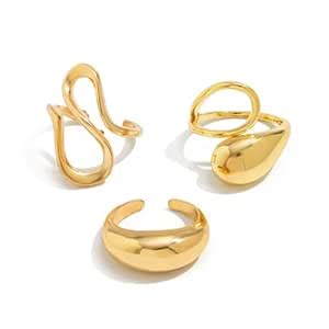 Shining Diva Fashion Set of 3 Latest Stylish Gold Plated Rings for ...