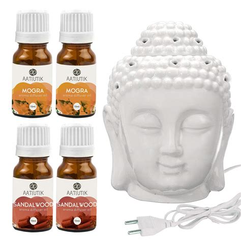 Aatiutik Ceramic Electric Buddha Aroma Diffuser Night Lamp Light with 2 ...