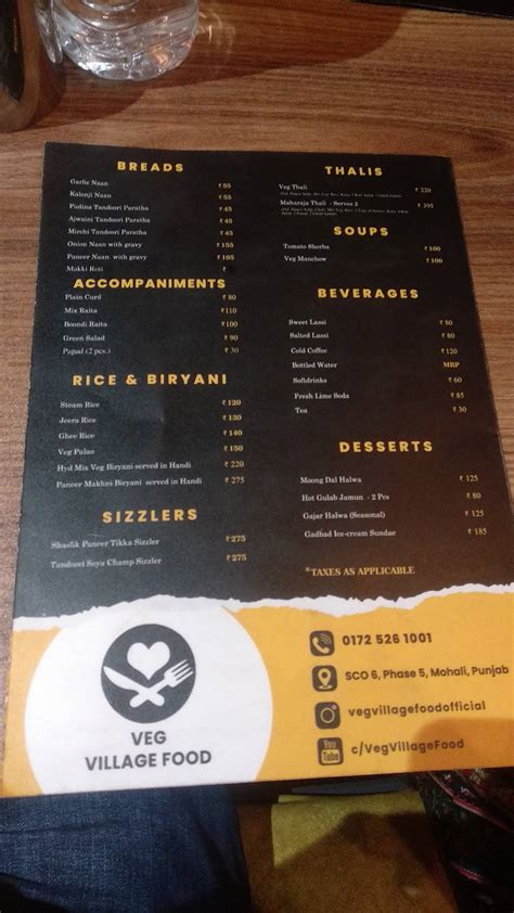 Menu at Veg Village Food, Chandigarh