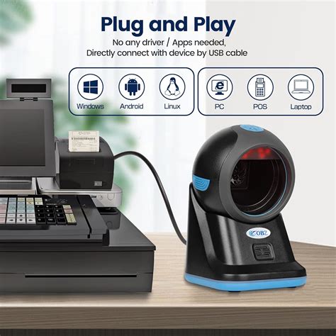 Buy 1D 2D QR Desktop Barcode Scanner, OBZ Omnidirectional Hands Free ...