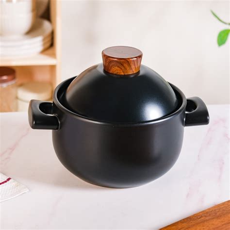 Claymist Black Cooking Pot With Lid 2800ml Online - Premium Cooking Pot ...