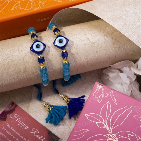 Buy Turkish Evil Eye Diamond Shape Rakhi (Set of 2) Online in India ...