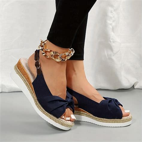 Women's Beige Slingback Espadrille Sandals with Bow Detail – Casual ...
